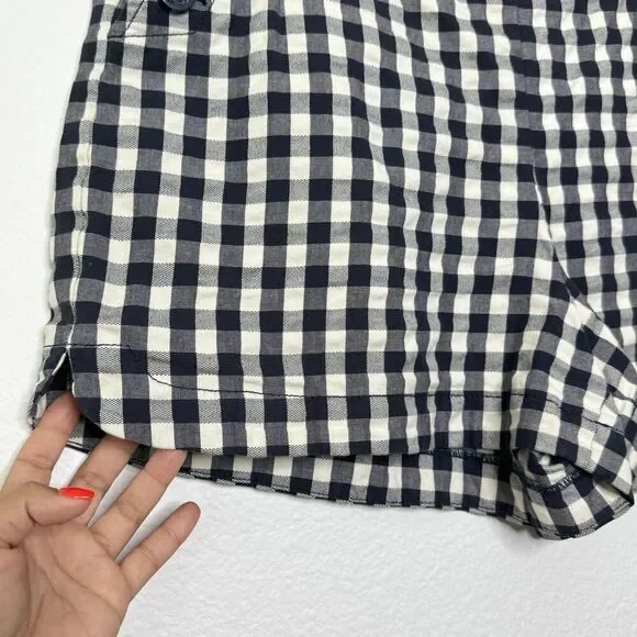 Ann Taylor Loft Shorts Size 14 Plaid Blue Sailor Preppy Summer Gingham Nautical - Picture 5 of 11